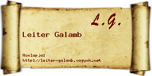 Leiter Galamb névjegykártya